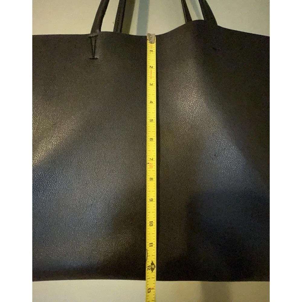 Victoria's Secret Black Pebbled Faux Leather Large‎ Tote Bag with Tinsel Tassel